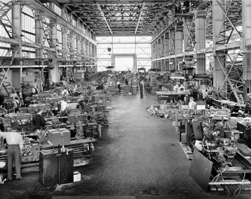 The interior of a machine shop